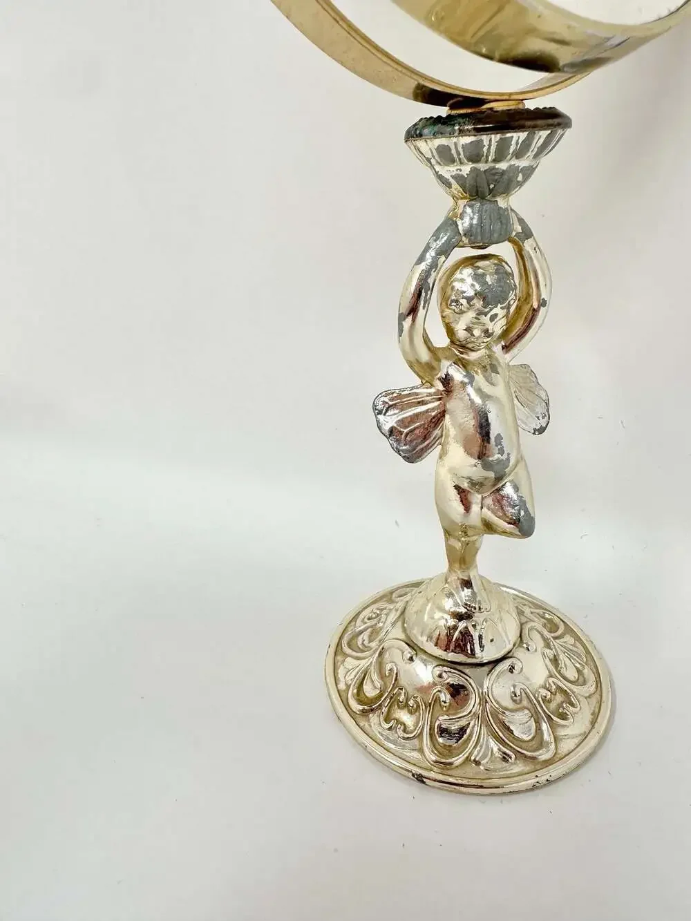 Vintage Italian Cherub Swivel Vanity Mirror MCM Hollywood Regency Aesthetic